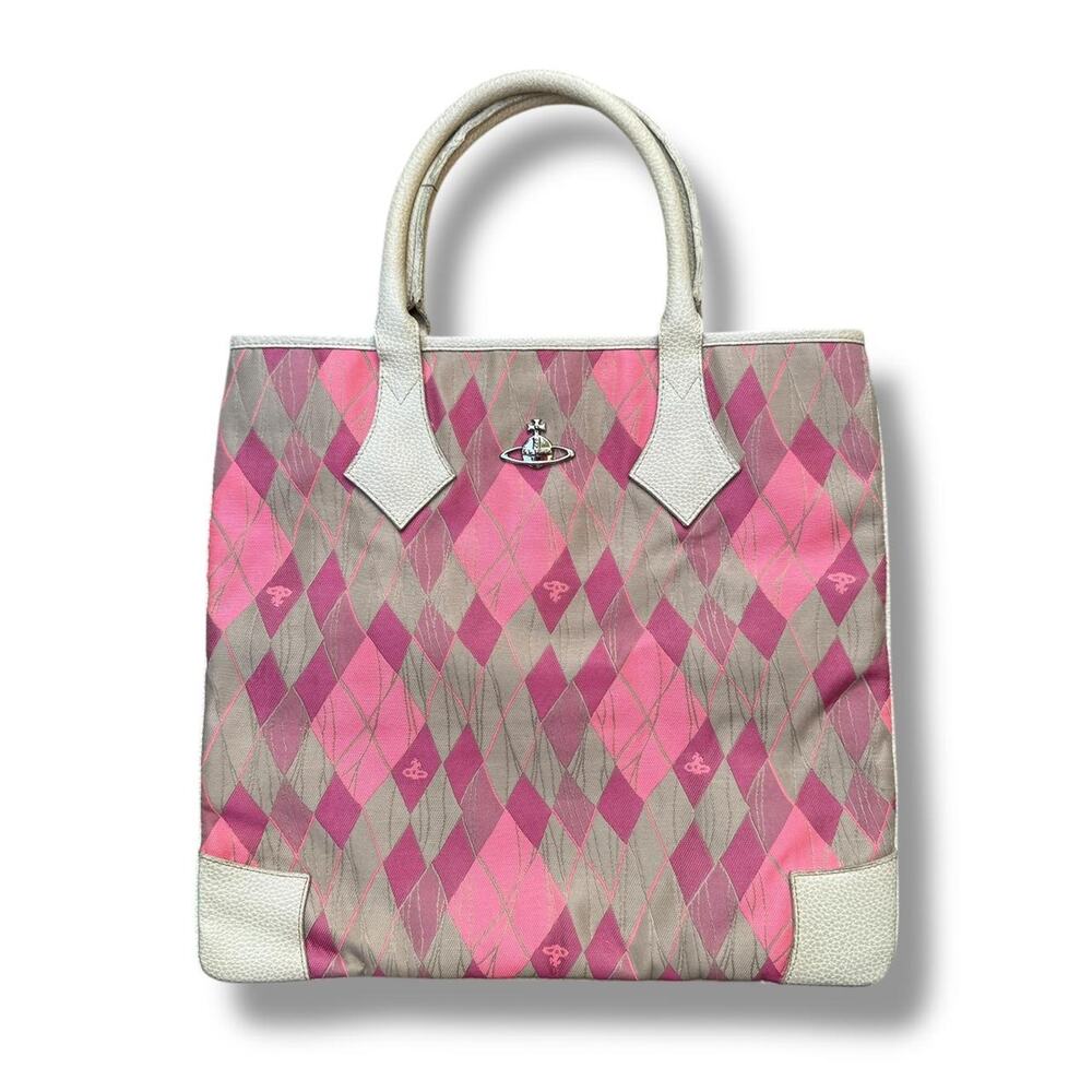 Vivienne Westwood Pink Argyle Tote Bag - Picture 1 of 7